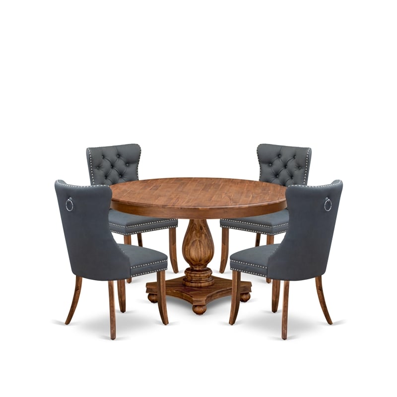 East West Furniture Ferris 5-Piece Dining Set in Walnut Finish
