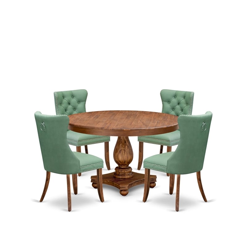 East West Furniture Ferris 5-Piece Kitchen Dining Set in Walnut Finish