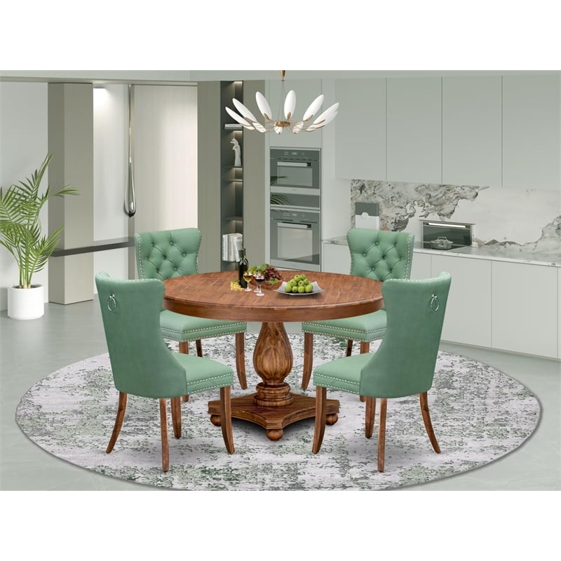 East West Furniture Ferris 5-Piece Kitchen Dining Set in Walnut Finish