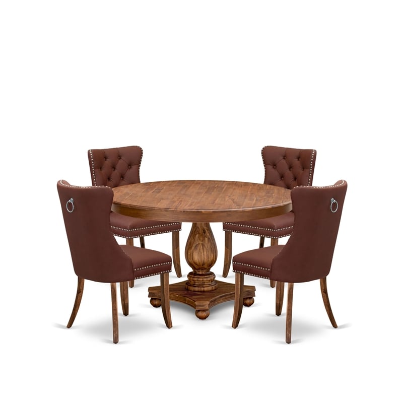 East West Furniture Ferris 5-Piece Dining Room Table Set in Walnut Finish