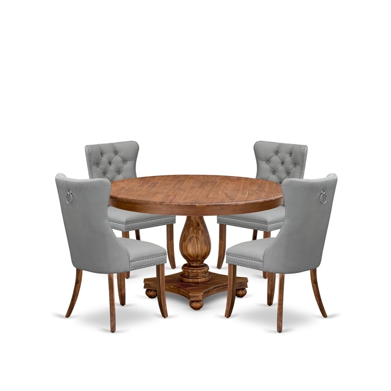 East West Furniture Ferris 5-Piece Dining Room Table Set in Walnut Finish