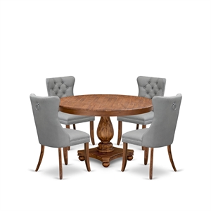 East West Furniture Ferris 5-Piece Dining Room Table Set in Walnut Finish