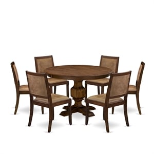 East West Furniture Ferris 7 Piece A Modern Dining Table Set in Walnut Finish