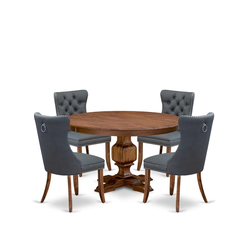 East West Furniture Ferris 5-Piece Kitchen Dining Set in Walnut Finish