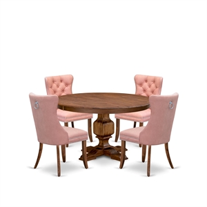 East West Furniture Ferris 5-Piece Dining Table Set in Walnut Finish