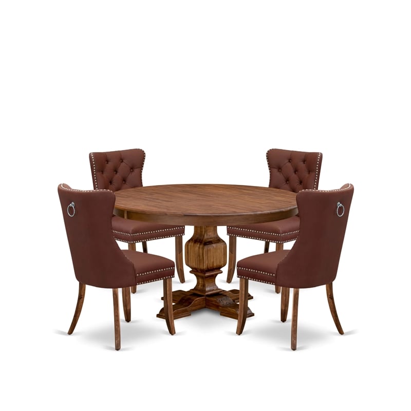 East West Furniture Ferris 5-Piece Dining Table Set in Walnut Finish