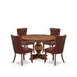 East West Furniture Ferris 5-Piece Dining Table Set in Walnut Finish