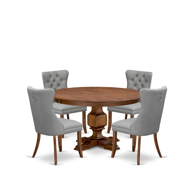 East West Furniture Ferris 5-Piece Dining Table Set in Walnut Finish
