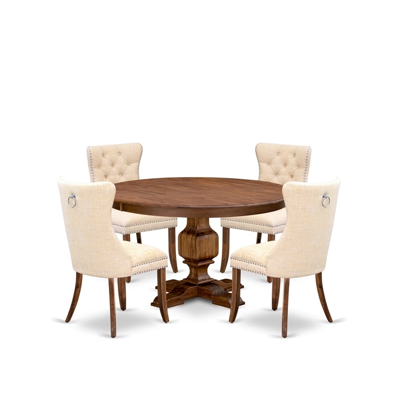 East West Furniture Ferris 5-Piece Mid Century Kitchen Set in Walnut Finish