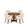 East West Furniture Ferris 5-Piece Mid Century Kitchen Set in Walnut Finish