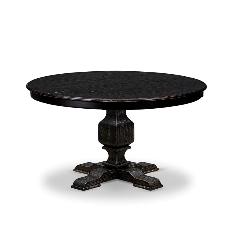 East West Furniture Ferris 5 Piece Round Kitchen Table Set in Black Finish