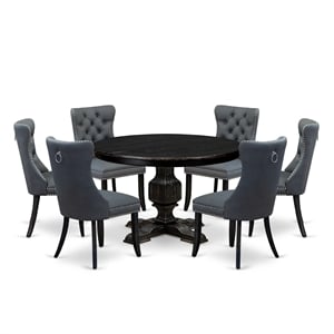 East West Furniture Ferris 7-Piece Modern Dining Table Set in Black Finish