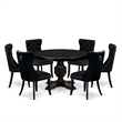 East West Furniture Ferris 7 Piece Round Kitchen Set in Black Finish