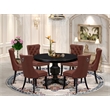 East West Furniture Ferris 7 Piece Round Dining Set in Black Finish