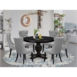 East West Furniture Ferris 7 Piece Round Kitchen Table Set in Black Finish