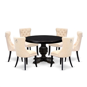 East West Furniture Ferris 7-Piece Modern Dining Table Set in Black Finish