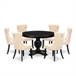 East West Furniture Ferris 7-Piece Modern Dining Table Set in Black Finish