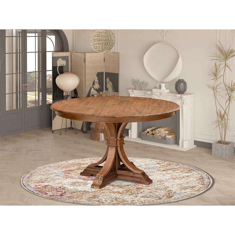 East West Furniture Ferris Mid Century Modern Dining Table in Walnut Finish