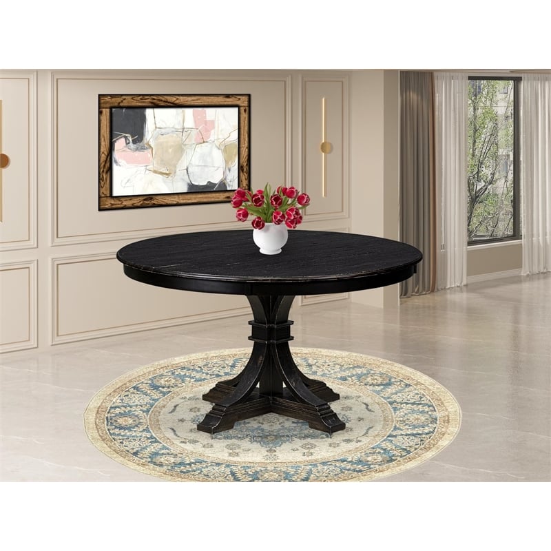 East West Furniture Ferris Mid Century Modern Dining Table in Black Finish