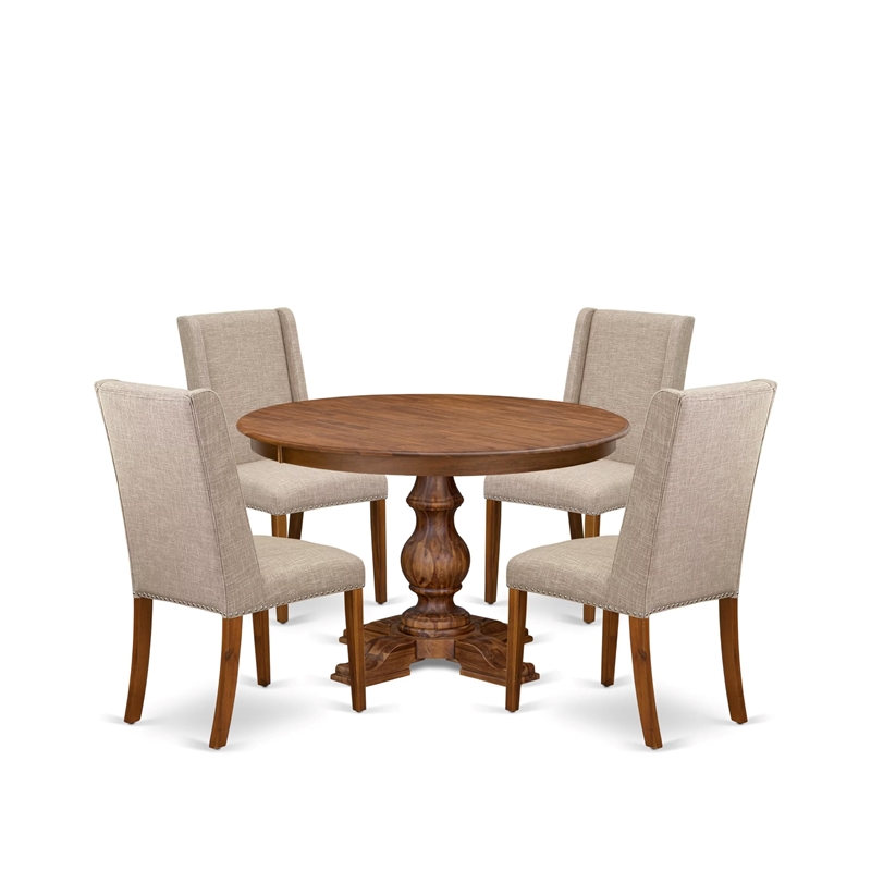 East West Furniture Ferris 5-Piece Modern Dining Set in Walnut Finish