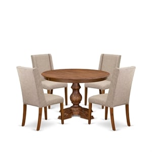 East West Furniture Ferris 5-Piece Modern Dining Set in Walnut Finish