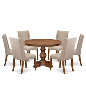East West Furniture Ferris 7-Piece Kitchen Dining Set in Walnut Finish