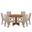 East West Furniture Ferris 7-Piece Kitchen Dining Set in Walnut Finish