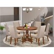 East West Furniture Ferris 7-Piece Kitchen Dining Set in Walnut Finish