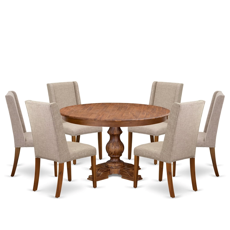 East West Furniture Ferris 7-Piece Modern Dining Table Set in Walnut Finish
