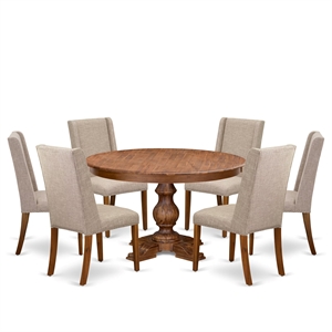 East West Furniture Ferris 7-Piece Modern Dining Table Set in Walnut Finish