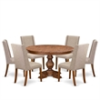 East West Furniture Ferris 7-Piece Modern Dining Table Set in Walnut Finish