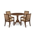 East West Furniture Dublin 5 Piece A Kitchen Dining Table Set in Walnut Finish