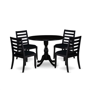 East West Furniture Dublin 5-Piece Modern Dining Set in Black Finish