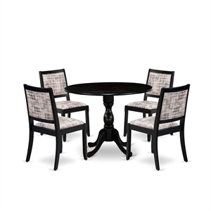 East West Furniture Dublin 5-Piece Dining Room Set in Black Finish