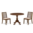 East West Furniture Dublin 3 Piece A Mid Century Modern Dining Set in Walnut