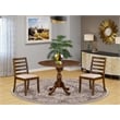 East West Furniture Dublin 3 Piece A Mid Century Modern Dining Set in Walnut