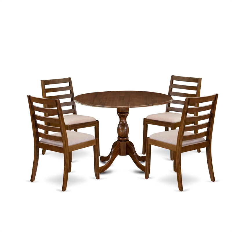 East West Furniture Dublin 5 Piece A Dinner Table Set in Walnut Finish