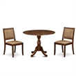 East West Furniture Dublin 3 Piece A Dining Room Table Set in Walnut Finish