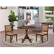 East West Furniture Dublin 3 Piece A Dining Room Table Set in Walnut Finish