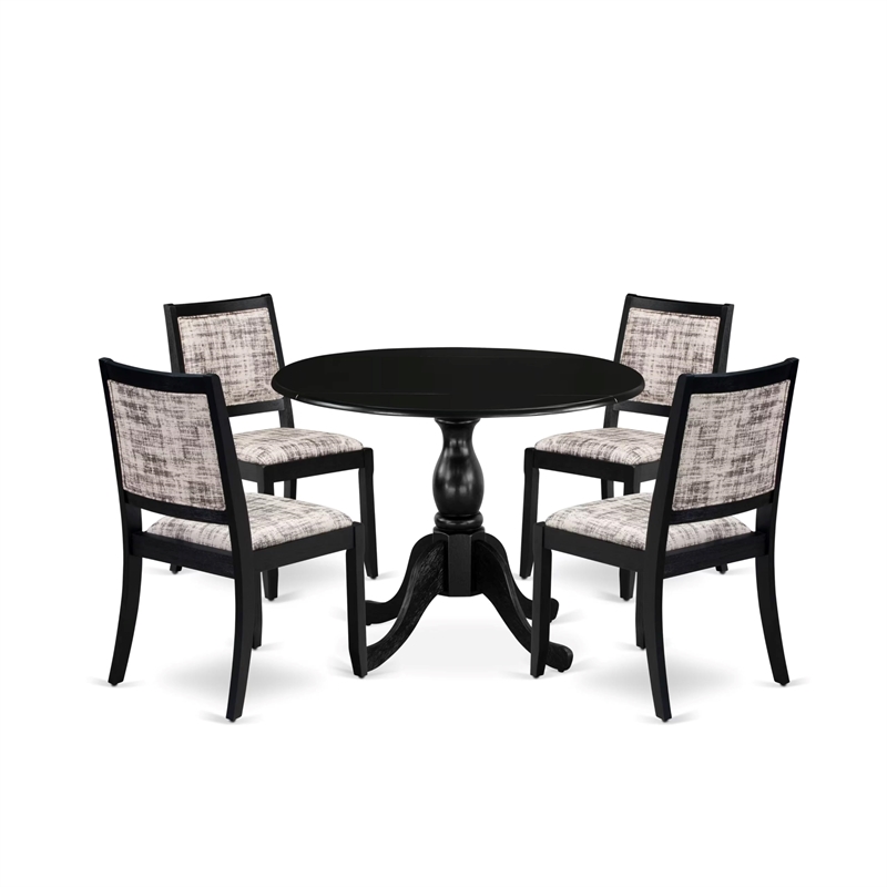 East West Furniture Dublin 5-Piece Dining Room Set in Black Finish
