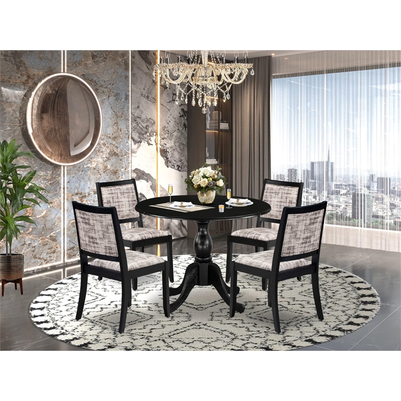 East West Furniture Dublin 5-Piece Dining Room Set in Black Finish