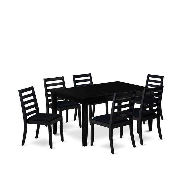 East West Furniture Dudley 7-Piece Kitchen Dining Set in Black Finish