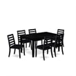 East West Furniture Dudley 7-Piece Kitchen Dining Set in Black Finish