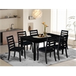 East West Furniture Dudley 7-Piece Kitchen Dining Set in Black Finish