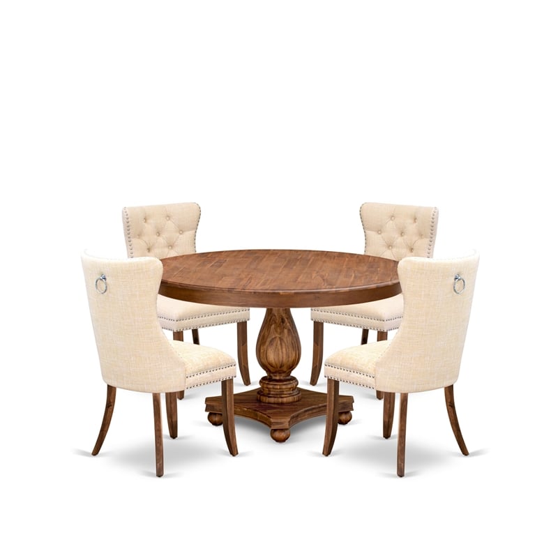 East West Furniture Ferris 5-Piece Dining Table Set in Walnut Finish
