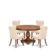 East West Furniture Ferris 5-Piece Dining Table Set in Walnut Finish