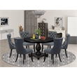 East West Furniture Ferris 7-Piece Dining Table Set in Black Finish