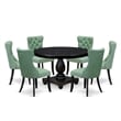 East West Furniture Ferris 7 Piece Round Kitchen Set in Black Finish