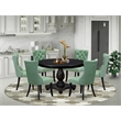 East West Furniture Ferris 7 Piece Round Kitchen Set in Black Finish