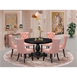 East West Furniture Ferris 7 Piece Round Dining Set in Black Finish